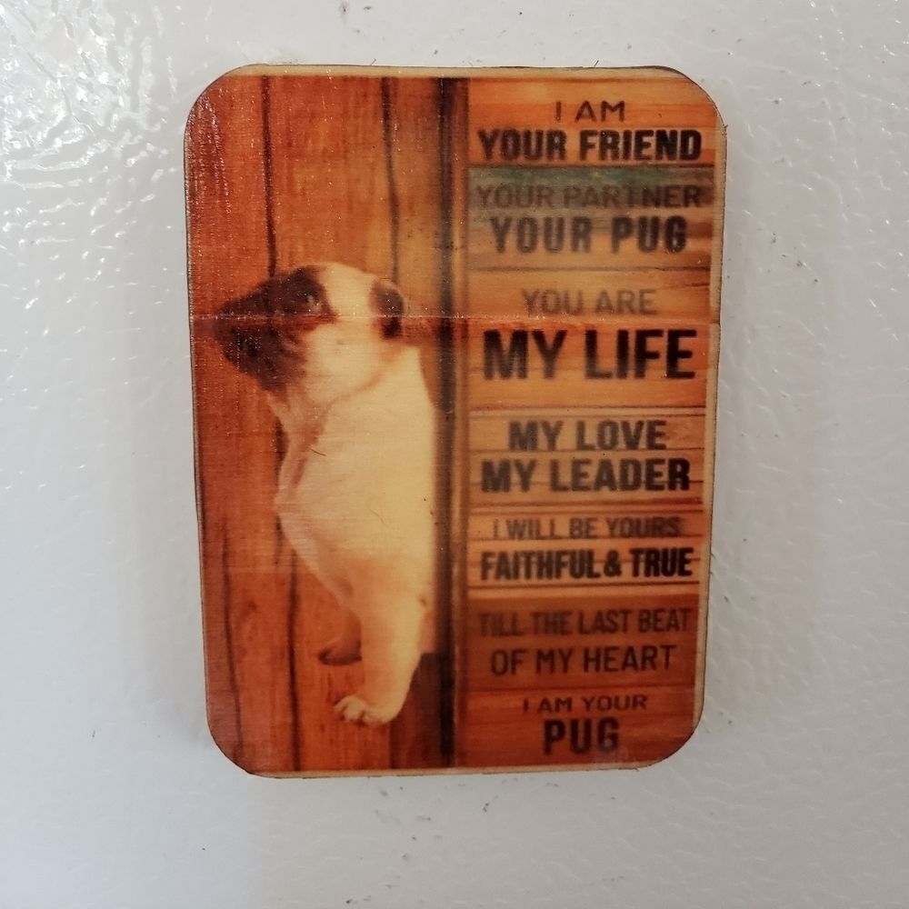 Wood Refrigerator magnet / mini wall hanging. I an your Pug
